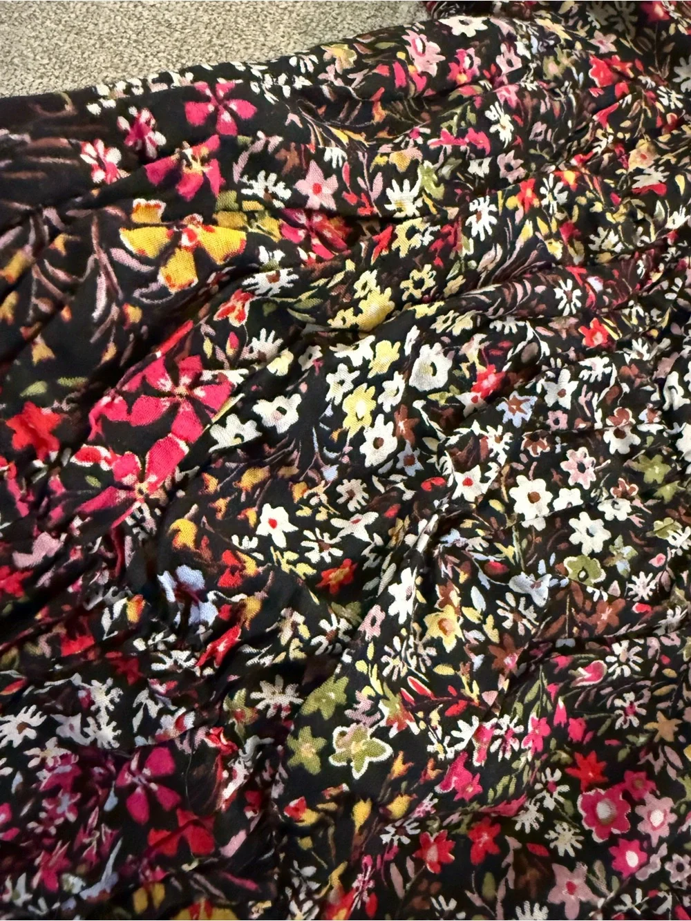 GAP Black Floral Long-Sleeve Girls' Dress with Pink and Yellow Accents